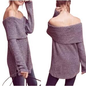 Moth by Anthropologie Lucerne Off-the-shoulder Cowl Neck Chenille Sweater sz XS